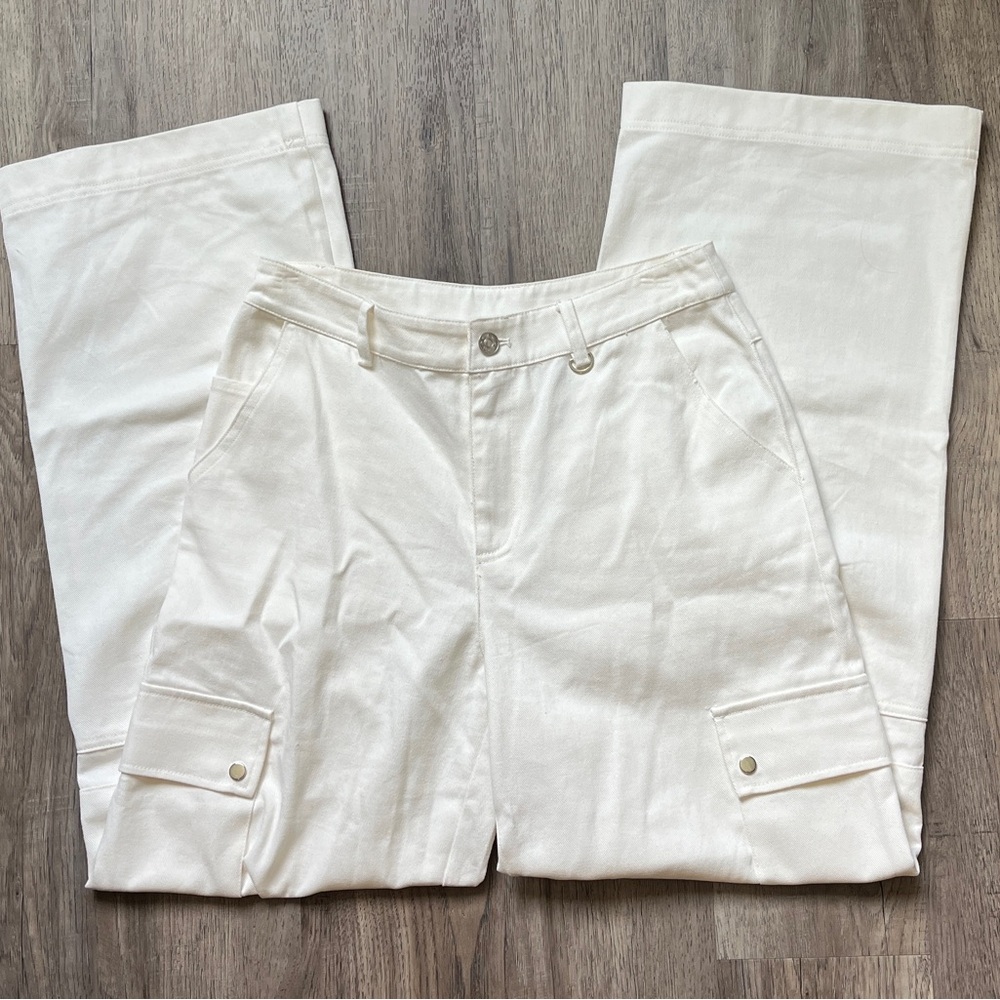 Princess Polly White High Rise Cargo Pants